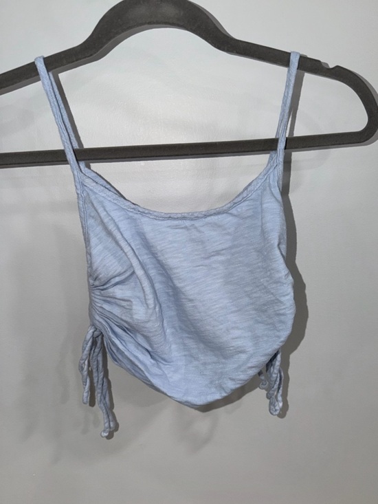 Ivy + Main Tops - Ruched Light Blue Spaghetti Strap Camisole